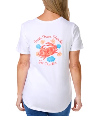 Thumbnail 1: REEL LEGENDS Women's Stone Crab Season Bamboo Tee 