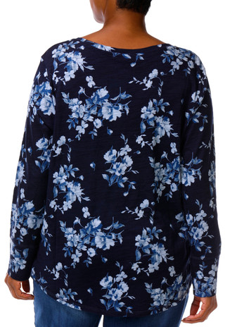 Thumbnail 2: Blue Sol Plus Long Sleeve Floral V Neck Top 