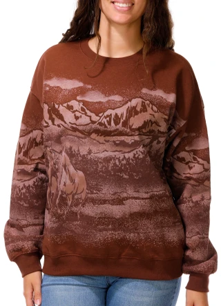 Thumbnail 1: Goodie Two Sleeves  Juniors Long Sleeve Western Landscape Sweater  