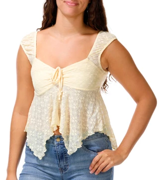 Thumbnail 1: Heart & Hips Juniors Lace Flyaway Top 