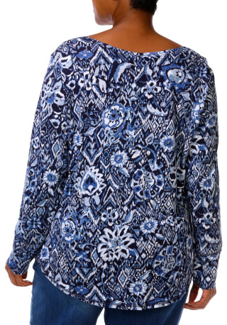 Thumbnail 4: Blue Sol Plus Long Sleeve Floral V Neck Top 