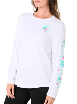 Thumbnail 1: REEL LEGENDS Women's Long Sleeve Surf Floral Bamboo Tee 