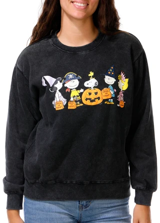 Thumbnail 1: Peanuts Juniors Long Sleeve Snoopy Halloween Friends Sweater 