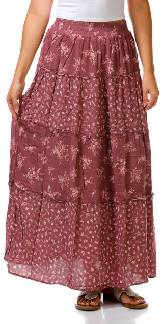 Thumbnail 1: Pink Rose Juniors Flowy Floral Boho Maxi Skirt 