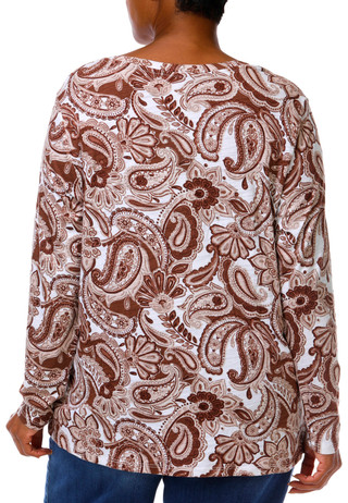 Thumbnail 4: Blue Sol Women's Long Sleeve Paisley Scoop Neck Top 