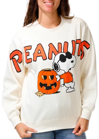 Thumbnail 1: Peanuts Juniors Long Sleeve Snoopy Pumpkin Graphic Sweater 