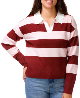 Thumbnail 1: Derek Heart Juniors Long Sleeve Collared Sweater 