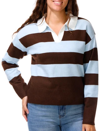 Thumbnail 1: Derek Heart Juniors Long Sleeve Collared Sweater 