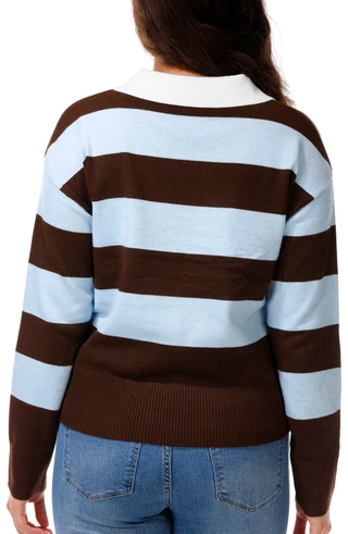 Thumbnail 2: Derek Heart Juniors Long Sleeve Collared Sweater 