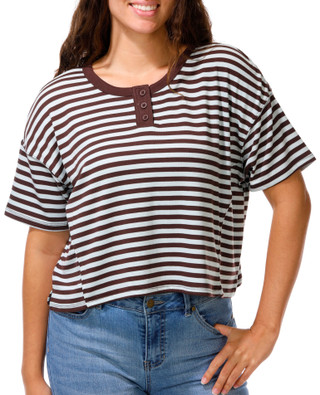 Thumbnail 1: Pink Rose Juniors Short Sleeve Henley Top 