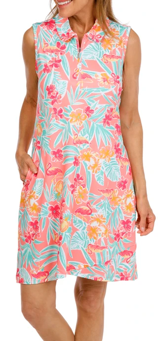 Thumbnail 1: Coral Bay Golf Women's Zip Polo Fruity Palm Golf Dress 