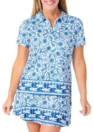 Thumbnail 1: Coral Bay Golf Women's Short Sleeve Zip Palm Breeze Golf Top 