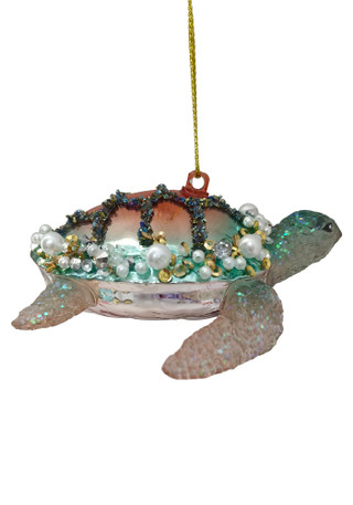 Thumbnail 2: Magical Season Beaded Turtle Glass Ornament 