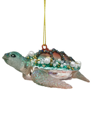 Thumbnail 1: Magical Season Beaded Turtle Glass Ornament 