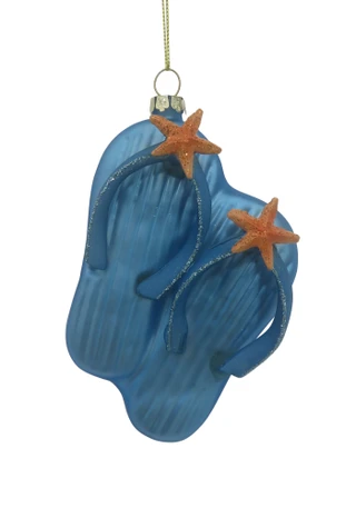 Thumbnail 1: Magical Season Blue Flip-Flops Glass Ornament 