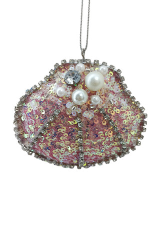 Thumbnail 1: Magical Season Pink Beaded Clam Shell Ornament 