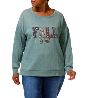 Thumbnail 1: Chenault Women's Plus Fall Y'all Sweatshirt  