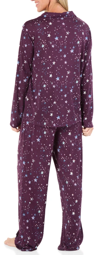 Thumbnail 3: Jaclyn New York Women's 2 Pc Night Sky Starry Button Down Pajama Pants Set 