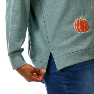 Thumbnail 5: Chenault Women's Plus Embroidered Pumpkin Sweatshirt  