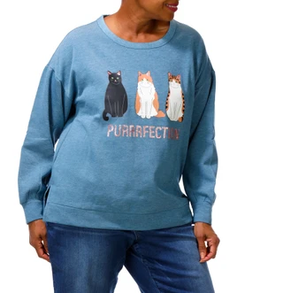 Thumbnail 3: Chenault Women's Plus Purfection Cat Sweatshirt  