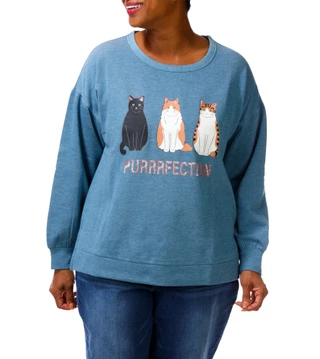 Thumbnail 1: Chenault Women's Plus Purfection Cat Sweatshirt  