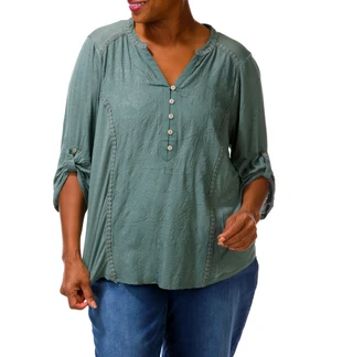 Thumbnail 1: Democracy Women's Plus Quarter Button Top  