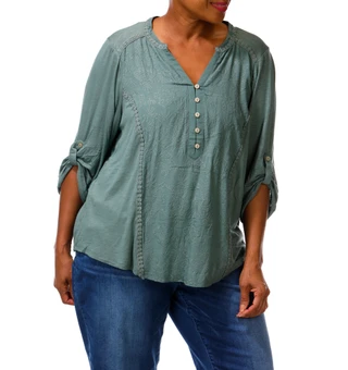 Thumbnail 4: Democracy Women's Plus Quarter Button Top  