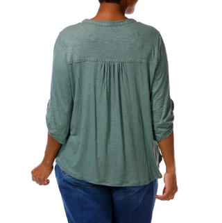 Thumbnail 5: Democracy Women's Plus Quarter Button Top  