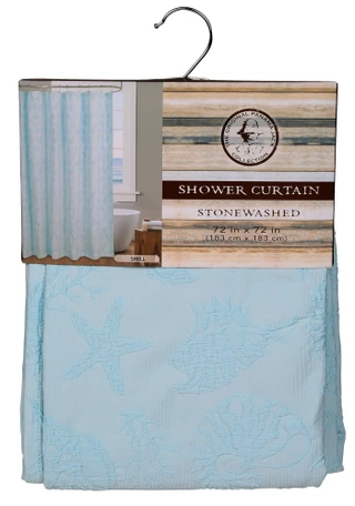 Thumbnail 1: Panama Jack 72x72 Stonewashed Embossed Shell Shower Curtain 