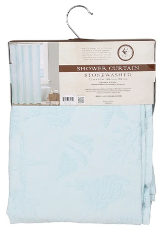 Thumbnail 2: Panama Jack 72x72 Stonewashed Embossed Shell Shower Curtain 