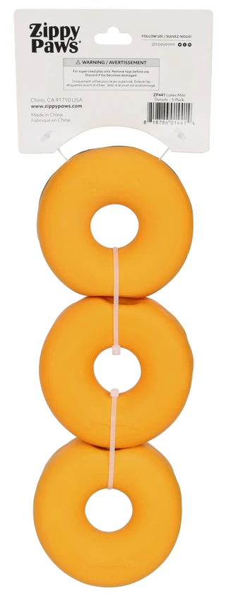 Thumbnail 2: Zippy Paws 3 Pk Latex Mini Donutz Dog Toys with Squeakers 