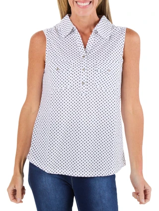 Thumbnail 1: Emily Daniels Women's Sleeveless 3 Button 2 Pocket Top 