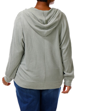 Thumbnail 4: BOBEAU Women's Plus Ribbed Hooded Top  