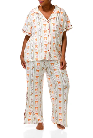 Thumbnail 5: Haute Dreamz Women's Plus Fall Pajama Pants Set  
