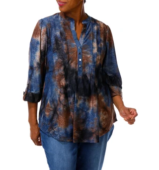 Thumbnail 3: AVA AND GRACE Women's Plus Quarter Button Top  