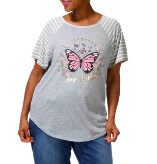 Thumbnail 1: Exclusive One Women's Plus Butterfly Graphic Top  