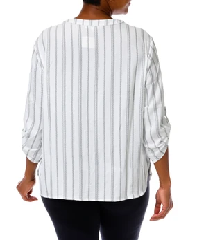 Thumbnail 2: 3RD & MALT Women's Plus Stripe Print Top  