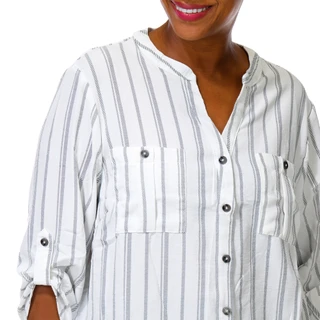 Thumbnail 5: 3RD & MALT Women's Plus Stripe Print Top  