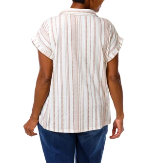 Thumbnail 2: Cure Apparel Women's Plus Stripe Print Top  