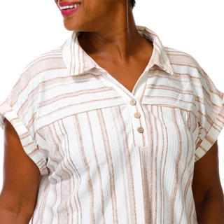 Thumbnail 3: Cure Apparel Women's Plus Stripe Print Top  