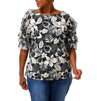 Thumbnail 1: Gloria Lance Women's Plus Floral Print Top  