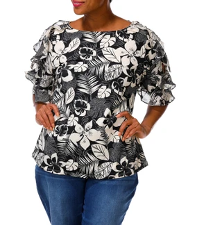Thumbnail 2: Gloria Lance Women's Plus Floral Print Top  