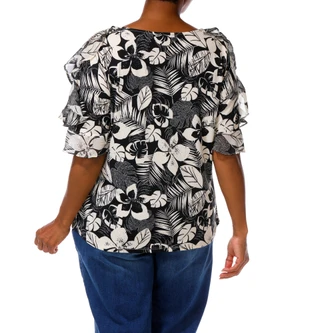 Thumbnail 3: Gloria Lance Women's Plus Floral Print Top  