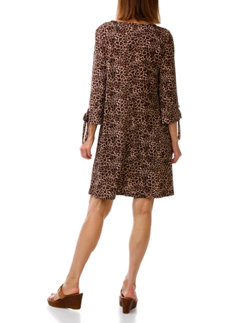Thumbnail 3: MSK Women's Leopard Print Grommet & Bow Sleeve Shift Dress 