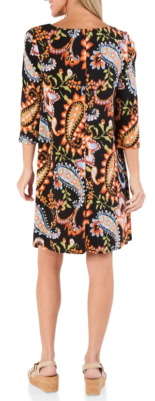 Thumbnail 2: MSK Women's 3/4 Sleeve Paisley Swing Dress 