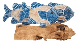 Thumbnail 1: Chesapeake Bay 10x7 Wooden Fish Family on Driftwood Home Decor 