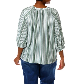 Thumbnail 2: Joie De Vivre Women's Plus Stripe Print Top  