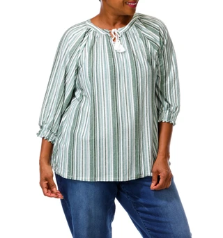 Thumbnail 1: Joie De Vivre Women's Plus Stripe Print Top  