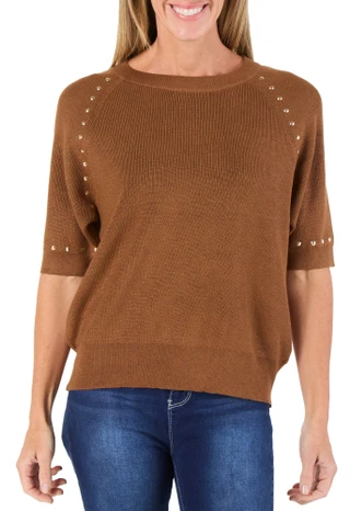 Thumbnail 1: Zac & Rachel Women's Short Sleeve Studded Sweater 