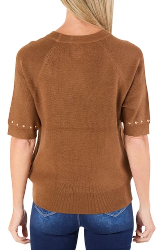 Thumbnail 2: Zac & Rachel Women's Short Sleeve Studded Sweater 